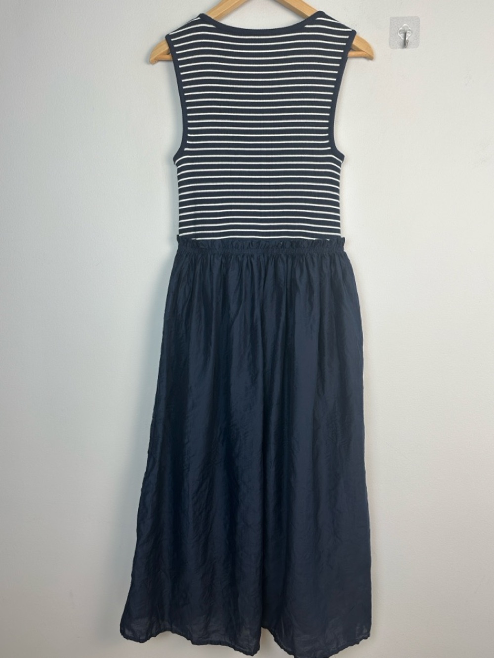 J.Crew Gathered Waist Mixy Dress Ribbed Knit Top Crinkly Sheer Skirt Lined MED - Picture 12 of 16